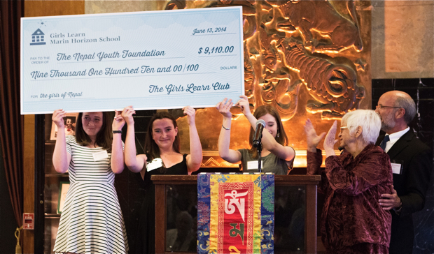 Marin Horizon School students present check to NYF