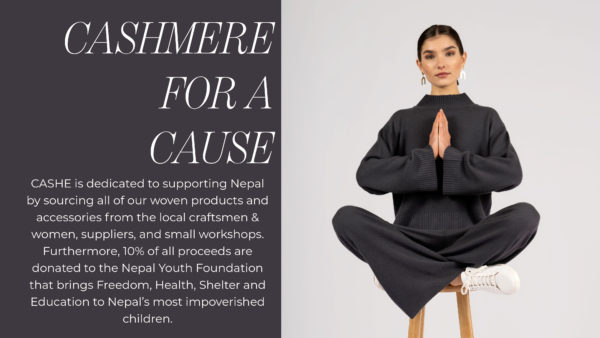 Luxury cashmere brand CASHE donates 10% of all proceeds to NYF.