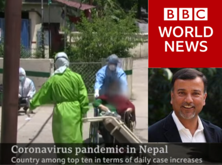 BBC World News interviews NYF President Som Paneru. Nepal's COVID Humanitarian Crisis is Rising Very Fast.