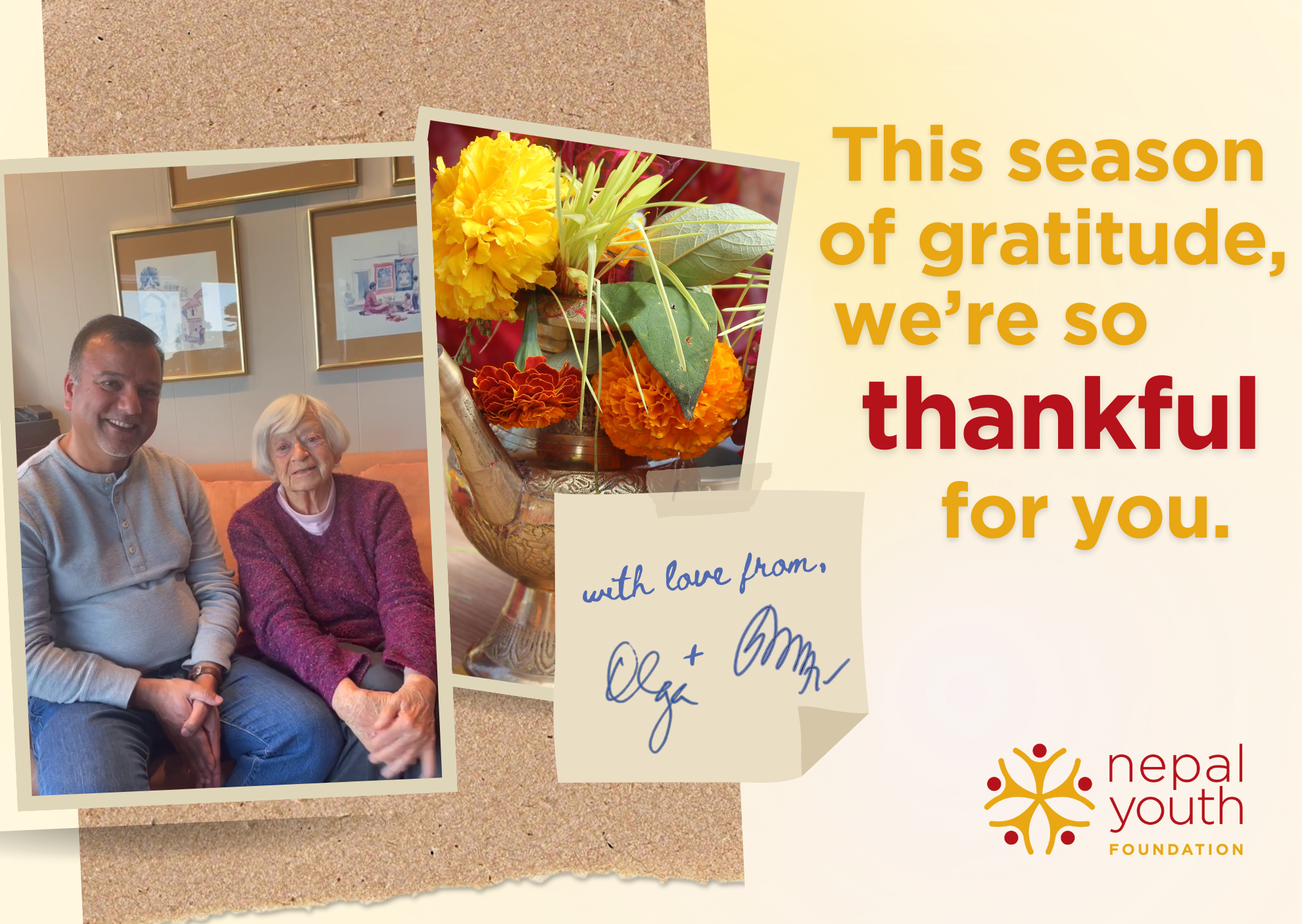 A message of gratitude from Olga Murray and Som Paneru!